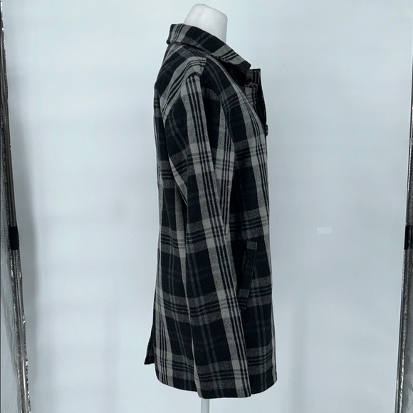 Oakley Women's Coat Wool Button-up Jacket Plaid Gingham Black Gray Size Small - Picture 4 of 13